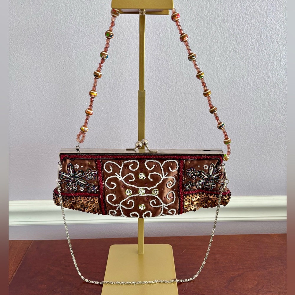 Cato Embellished Beaded Clutch w/ Dual Straps – EUC